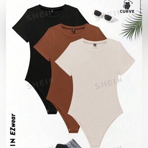 NWOT | SHEIN Curve | Plus Size, Ribbed Multi-Color Bodysuits | Size 0XL